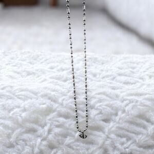 Dainty Silver Beaded Necklace Stainless Steel 20inches 4MM solid ball women, men